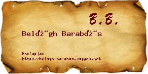 Belágh Barabás névjegykártya